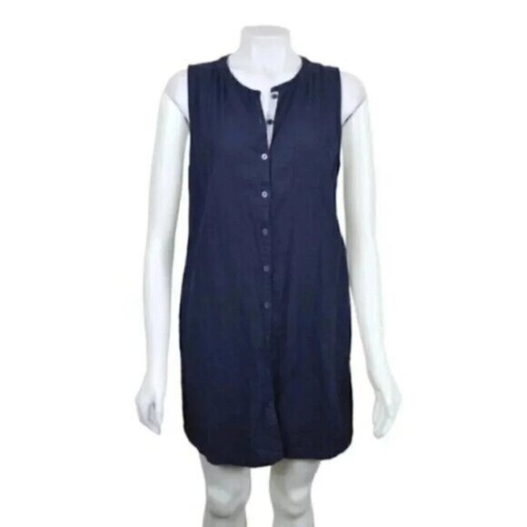 Lole Linen Blend Shirt Dress Sleeveless Mini Blue Size  Medium - Picture 1 of 9